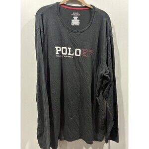 Polo Ralph Lauren POLO 67 Black Long Sleeve Graphic Tee XL Cotton Modal